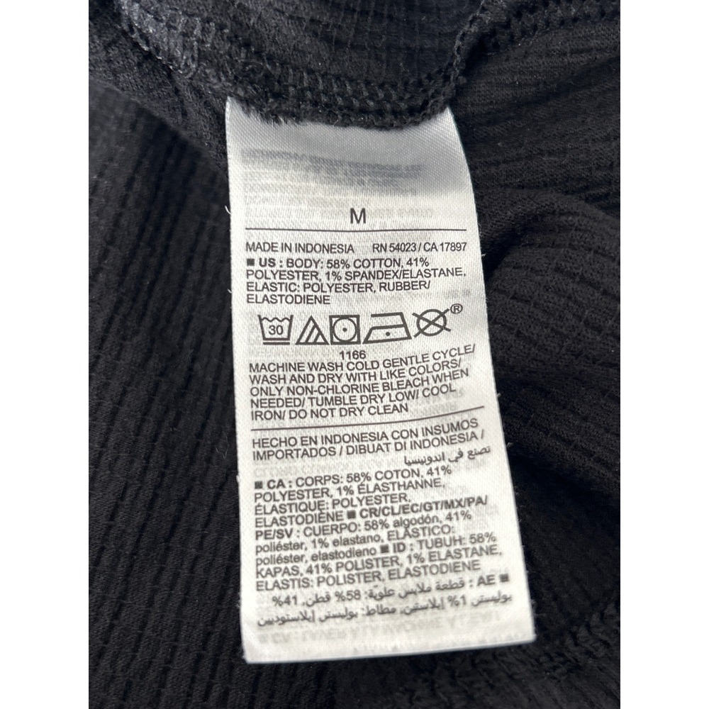 Old Navy Puff Sleeve Blouse Womens Medium Black Excellent Smocked Peplum Top - Picture 3 of 3